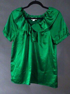 LOFT Green Blouse with Collar